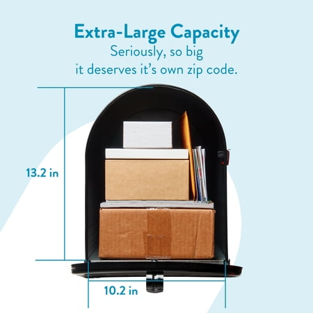 ARCHITECTURAL MAILBOXES STANLEY GALVANIZED STEEL, EXTRA LARGE, POST-MOUNT MAILBOX IN BLACK