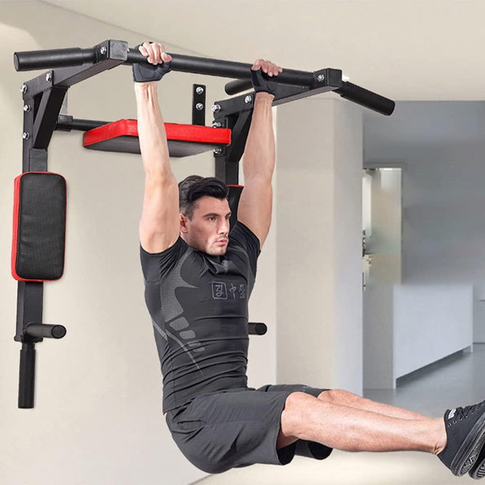 Multi-functional Wall Mounted Pull Up Bar Heavy Duty Chin Up Bar for Home Gym Indoor Upper Body Workout, Power Tower Set Training Equipment Fitness Dip Stand Supports to 440 Lbs