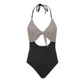 thumbnail image 5 of UTSJKR Womens Halter Cutout One Piece Swimsuit Sexy Backless Tummy Control Bathing Suits Colorblock Slimming Beach Swimwear Gray XXL, 5 of 6