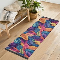 Yayeee Runner Rug for Bedroom 2'x6' Machine Washable Hallway Non Slip Mat, Colorful Art Leaves Pattern
