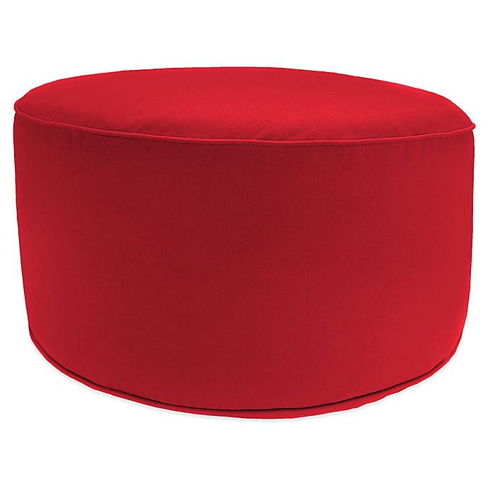Round Pouf Ottoman in Sunbrella Fabric Jockey Red