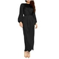 thumbnail image 1 of Robes Élégantes à Portefeuille pour Invitées de Mariage pour Femmes Automne Manches Longues Taille Haute Robe Maxi Unie Col Ras du Cou Robe de Soirée, 1 of 4