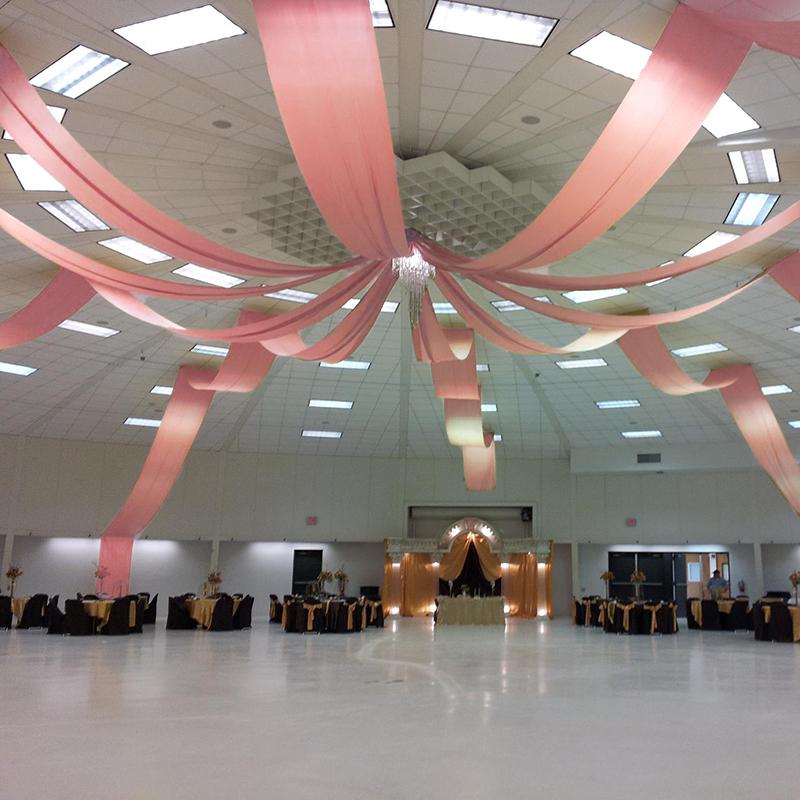 40Ft Blush Rose Gold Ceiling Drapes Sheer Curtain Panels Fire