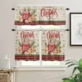 thumbnail image 2 of Santa Claus Candy Cane Curtain Valances Set Xmas Christmas Kitchen Curtains 36&nbsp;inch Length Rod Pocket Valance and Tiers 3 Piece Set Small Bedroom Bathroom Laundry Decor, 2 of 7