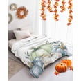 thumbnail image 3 of Fleece Blanket Thanksgiving Pumpkin Green Eucalyptus Leaf Blankets, Soft Cozy Warm Flannel Throw Blanket, Flower on White Blanket for Bed Couch Sofa,40x60In, 3 of 7