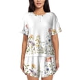 thumbnail image 1 of Balery Watercolor Floral Conjunto de Pijama para Mujer con Estampado, Dos Piezas de Manga Corta y Shorts, Ropa de Dormir Suave con Cuello Redondo y Bolsillos-3X-Large, 1 of 6