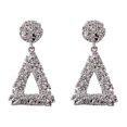 thumbnail image 2 of enjoywould 1 Pair Lady Dangle Earrings Triangle Shape Hollow Out Rough Surface Cool Style Exaggerated Solid Color Anti-allergy Lady Street Prom Party Hanging Earrings, 2 of 5