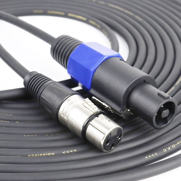 HBU 30 Feet Pack of 1 SpeakOn to XLR Female Cable - 1pc 30FT Microphone Audio Jack Speak-On Type Male Plug to 3 Pole XLR Extensio