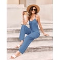 thumbnail image 4 of Ekouaer Jumpsuits for Women Loose Sleeveless Adjustable Spaghetti Strap Romper Stretchy Wide Leg Pants Outfits with Pockets, 4 of 6