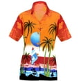 thumbnail image 4 of HAPPY BAY Women's Hawaiian Shirts for Women Button Down Summer Short Sleeve Vintage Tops Blouse Shirt M plus-size Seashore, Orange, 4 of 6