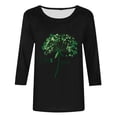 thumbnail image 4 of Taqqpue Womens 3/4 Length Sleeve Shirts Fall Dressy Casual Floral Printed Crew-Neck Half Sleeve Button T Shirt Loose Fit Plus Size Blouse Tops, 4 of 4