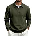 thumbnail image 2 of Mens Knit Polo Shirts Long Sleeve Color Block Lapel Button Pullover Lightweight Slim Fit Fall Casual Tops, 2 of 8