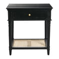 thumbnail image 3 of Creative Co-Op Maxwelton Solid Wood End Table with Drawer and Woven Cane Storage Shelf, Black and Natural, 3 of 6
