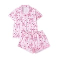 thumbnail image 2 of Emy Dola Womens Valentine's Day Pajamas Set Button Down 2 Piece Sleepwear Summer Short Sleeve Tops and Shorts Pjs Set S-2XL, 2 of 8