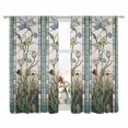thumbnail image 2 of Vintage Floral Semi Sheer Window Curtains 63 Inches Long, Retro Abstract Art Summer Flowers Watercolor Rod Pocket Voile Silky Chiffon Curtain Light Filtering Drapes for Living Room, 52"x63", 2 Panels, 2 of 9