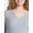 thumbnail image 4 of Terra & Sky Women's Plus Long Sleeve Notch Neck Top, Sizes 0X-5X, 4 of 5