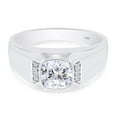 thumbnail image 3 of Cushion & Round Cut Lab Created Moissanite Diamond Bezel Set Men's Anniversary Wedding Band Ring Men's Jewelry in 14K White Gold(1 CTTW,G-H Color,VVS1 Clarity)-6, 3 of 6