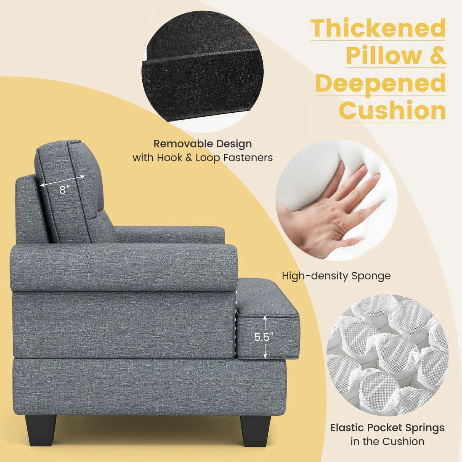 Finihen Accent Chair, Upholstered Accent Armchair, Mid-century Modern Accent Armchair Tufted Linen Club Chair, for Living Room, Bedroom, Reception Room, Gray Finihen Accent Chair, Upholstered Accent Armchair, Mid-century Modern Accent Armchair Tufted Linen Club Chair, for Living Room, Bedroom, Reception Room, Gray