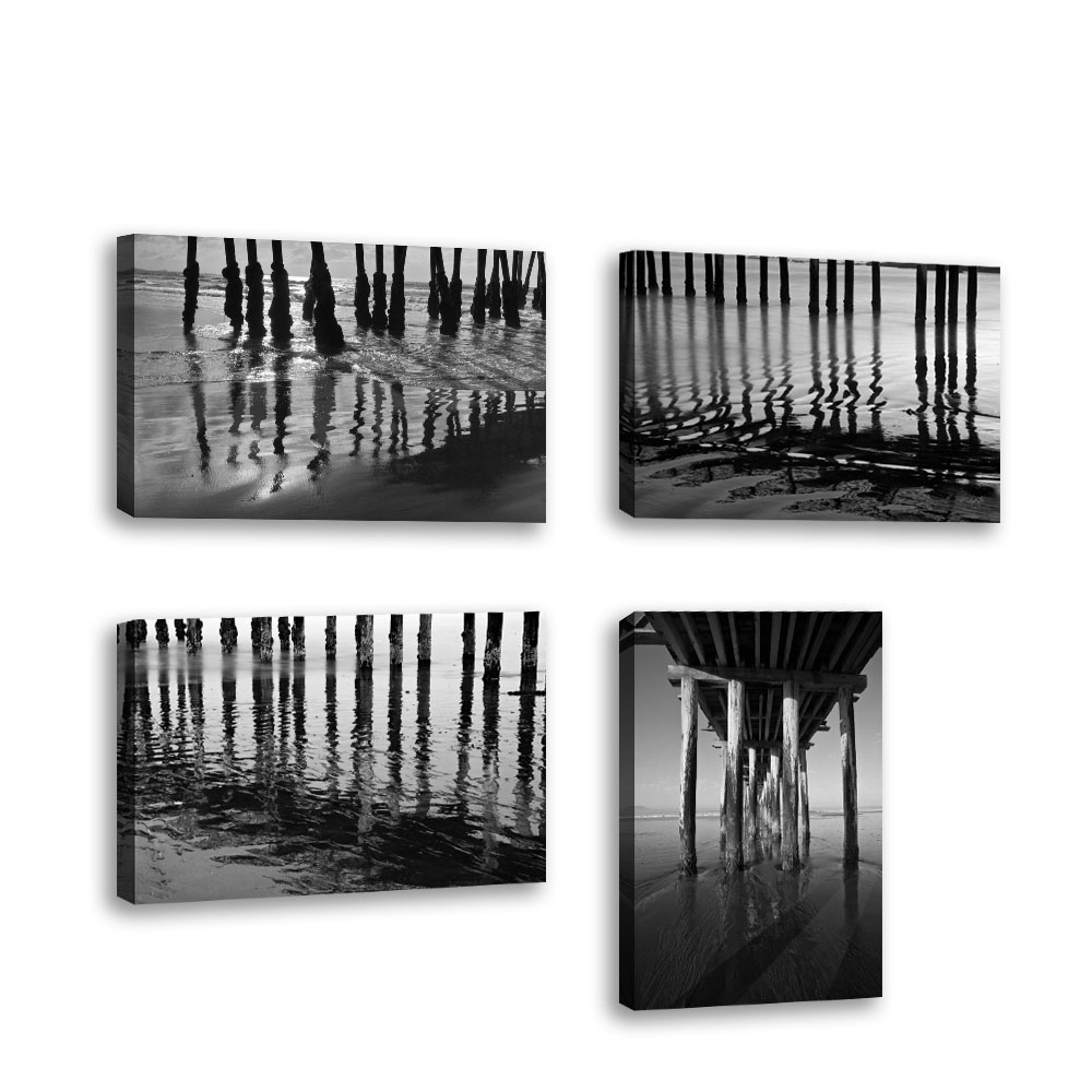 Set of 4 Pier Pilings XVI Contemporary Fine Art Giclee on Canvas