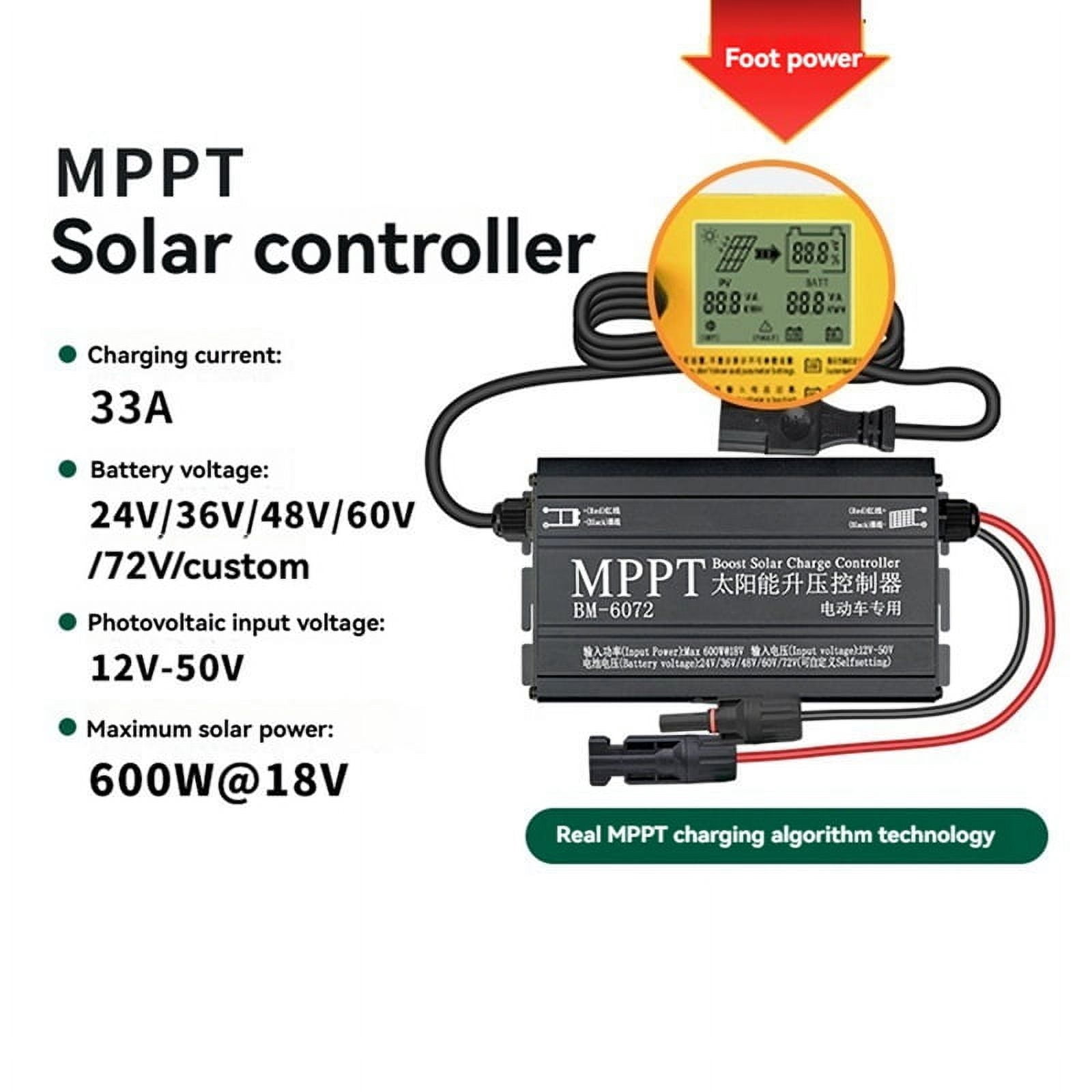 600W Solar Boost Charge Controller MPPT Electric Car Charging Voltage Regulator for 24V 36V 48V 60V 72V Battery