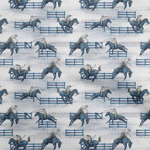 oneOone Cotton Poplin Teal Blue Fabric Cowboy Sewing Fabric By The Yard Printed Diy Clothing Sewing Supplies 42 Inch Wide