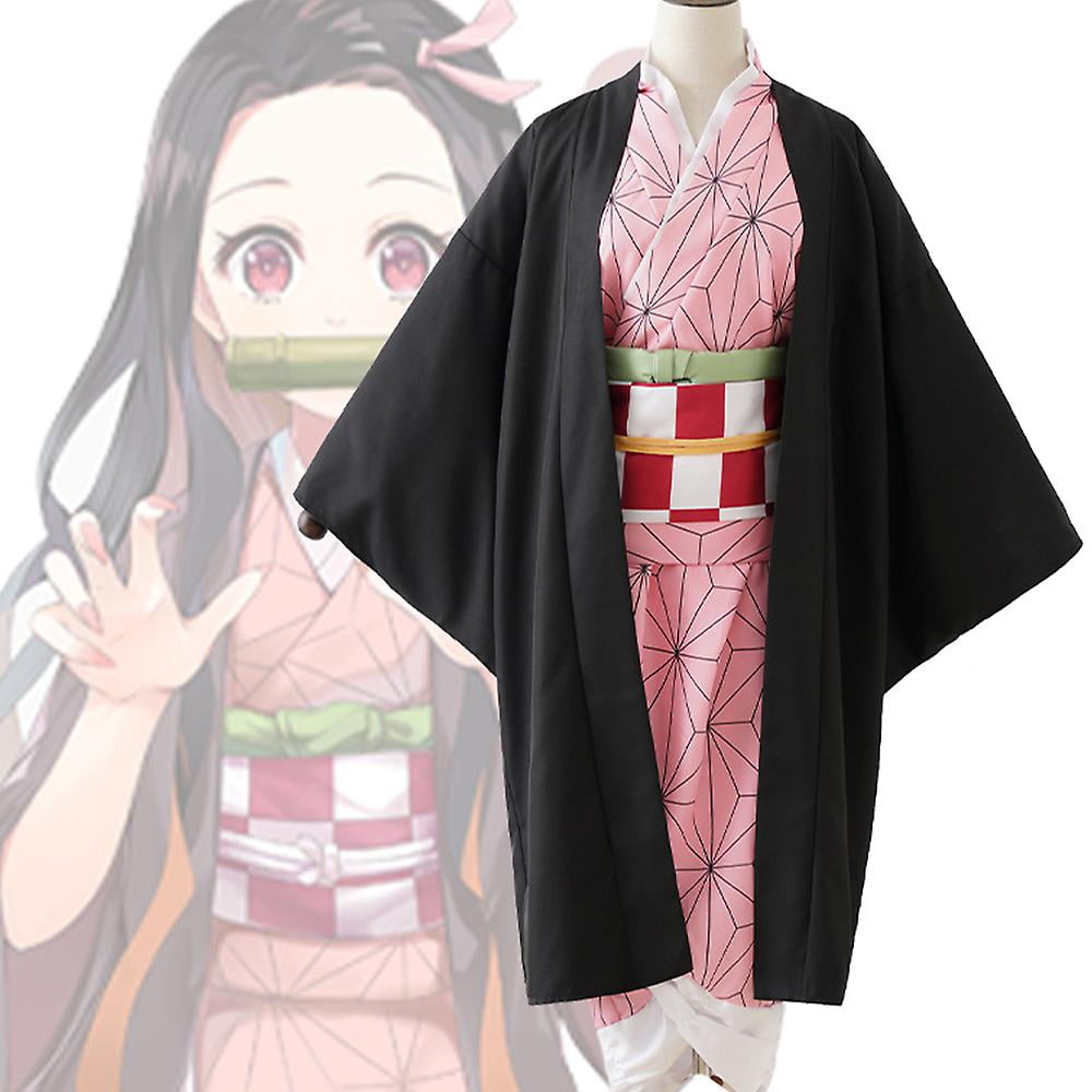 Demon Slayer Kamado Nezuko Cosplay Costume Kimono Fancy Dress Outfits Party Women Anime Wig costume Set
