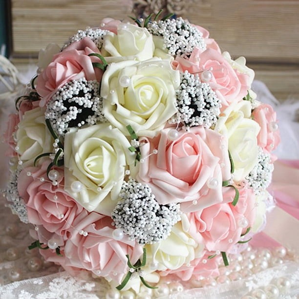 Soporte De Flores Artificiales DIY Con Borde De Encaje: Base De Espuma Para Ramo De Boda (Color Blanco)