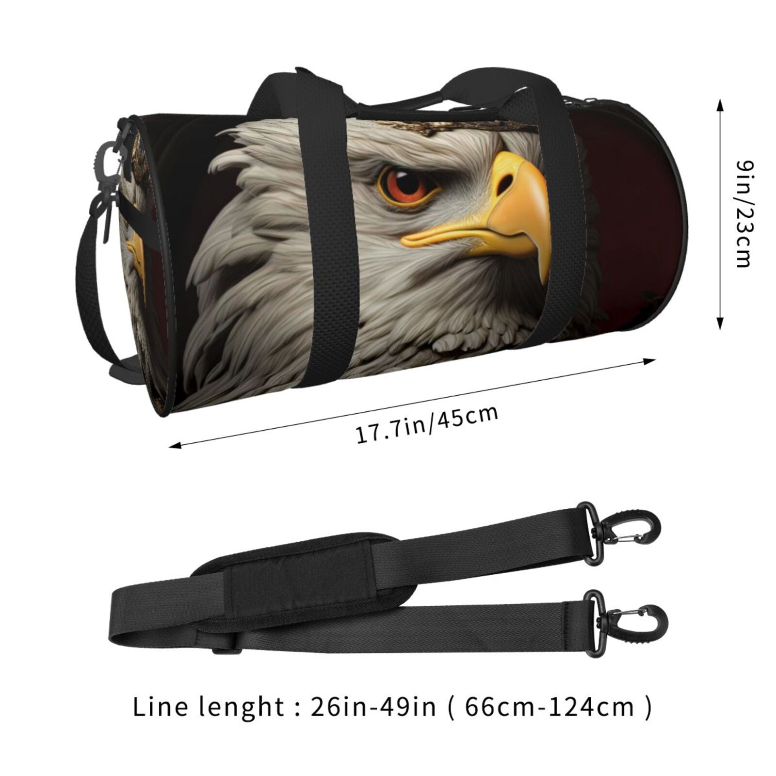 Defioc Noble Style Bald Eagle for Travel Duffle Bag,Weekender Bag Carry On Tote Bags Hospital Bag Large Capacity Sport Gym Bag for Men Women Fit for Trave, Gym,Weekend