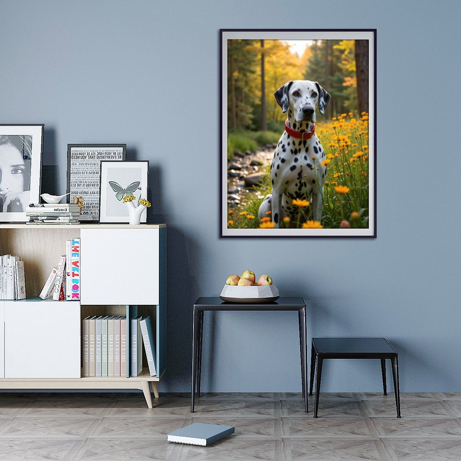 Diamond Art Kit for Adults, Dalmatian Flower Stream Scene Diamond Painting for Adults Beginners, 5D DIY Diamond Art Painting Kits, Colorful Diamond Painting Craft for Home Decor 12x16