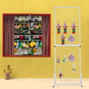 White Grid Display Rack Gridwall Panel Gridwall Panel Display Stand W/10 Hooks for Art Exhibitions, Supplier Events, Shirt Displays, Home, Kitchens