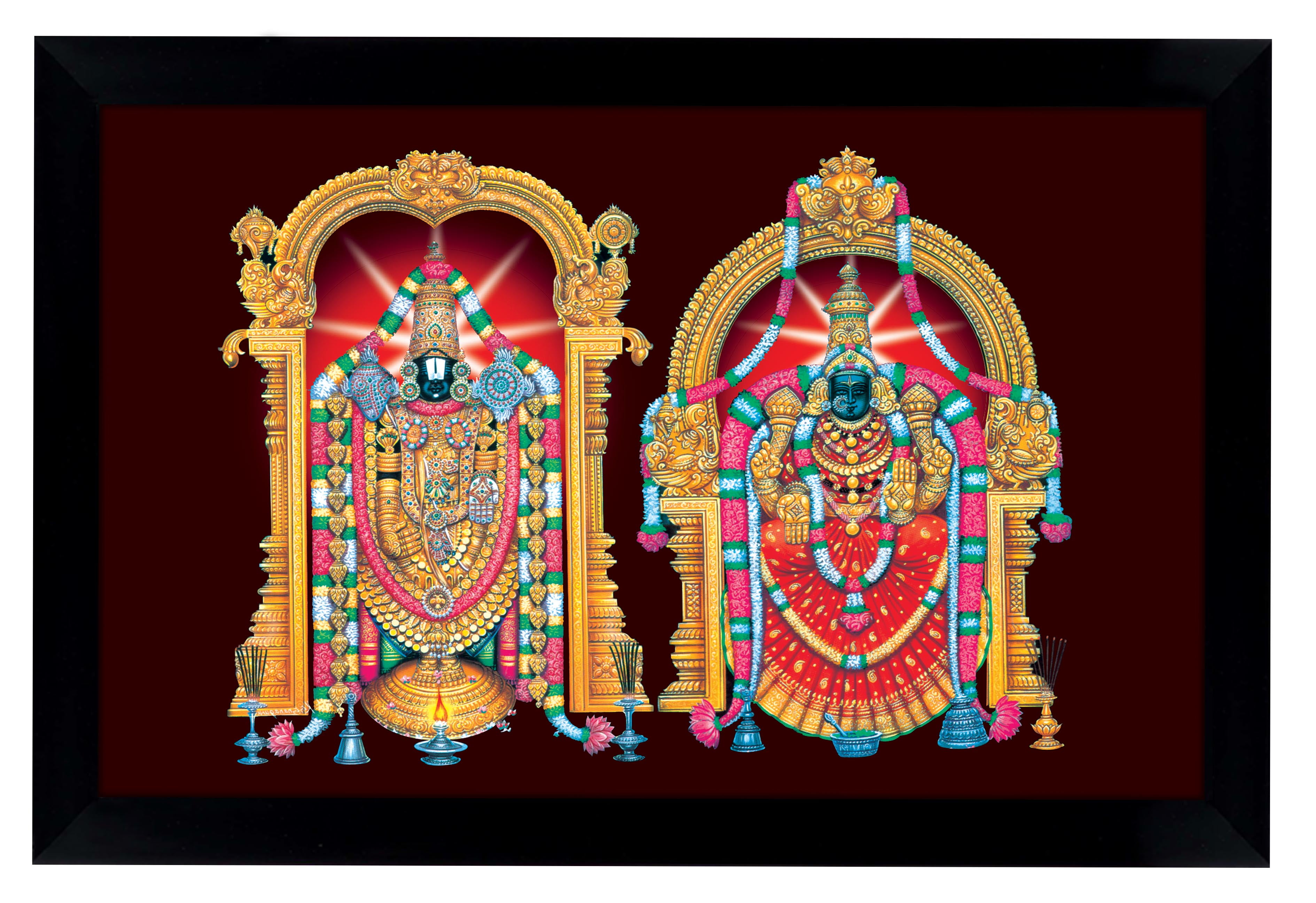 IBA Indianbeautifulart Lord Ventkteshwara With Goddess Lakshmi Poster