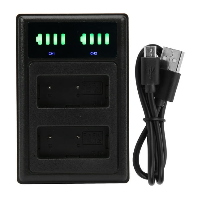 Double Display Camera Battery Charger, Professional Dual Interface Camera Battery Charger, Portable With LCD Display Durable For Camera NP-FW126 Battery