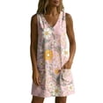 thumbnail image 6 of Levmjia Women's Summer Sleeveless V Neck Floral Print Mini Dress Casual Pocket Loose Fit A Line Swing Dress Beach Vacation Daily Wear, 6 of 7