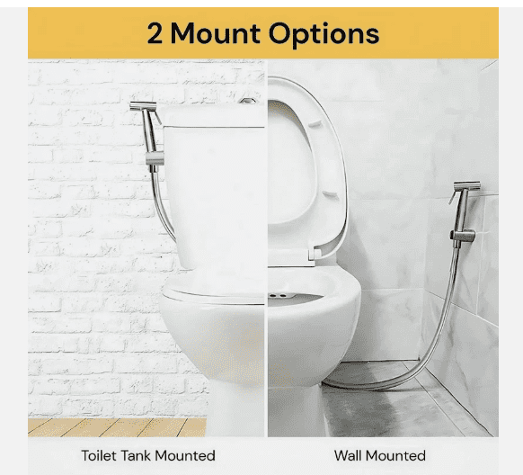 Stainless Steel Handheld Bidet Sprayer with Shattaf Adapter Hose, Toilet Spray Shower Head