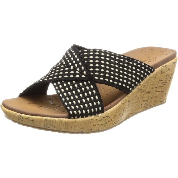 Skechers Cali Women's Beverlee Delighted Wedge Sandal,black,9 M US