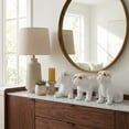 thumbnail image 2 of Bulldog Figurines for Home Decor - Modern Ceramic Sculpture for Living Room, Shelf, Coffee Table, and Office Display- Glam Pug Statues Ornaments for Bathroom Counter - Set of 3, 7", 6",6",  White, 2 of 12