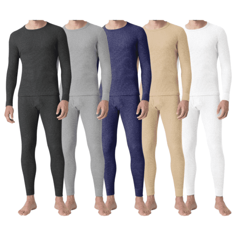 4Piece Men's UltraSoft 100 Cotton Waffle Knit Thermal Underwear Set