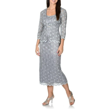 - R&M Richards Long Mother of Bride Dress Formal Lace Jacket