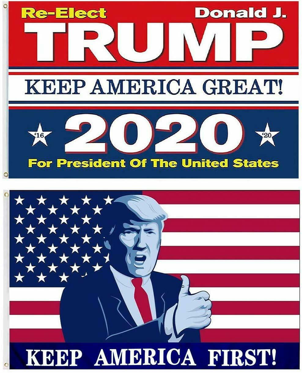 Re-Elect Trump 2020 and Keep America First 3x5 FT Combo Pack 2 Flags 
