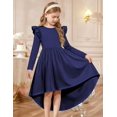thumbnail image 3 of Arshiner Girls Dresses Ruffle Long Sleeve High Low Flowy Swing Casual Party Dresses with Pockets, 3 of 6