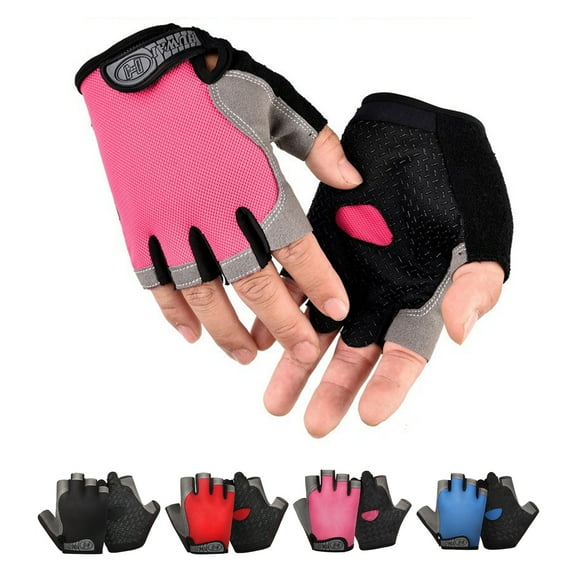 sunsanly 1 Pair Sports Cycling Bike Gloves Padded Half Finger Bicycle Gloves with Fastener Tape Shock-Absorbing Anti-Slip Breathable Gloves