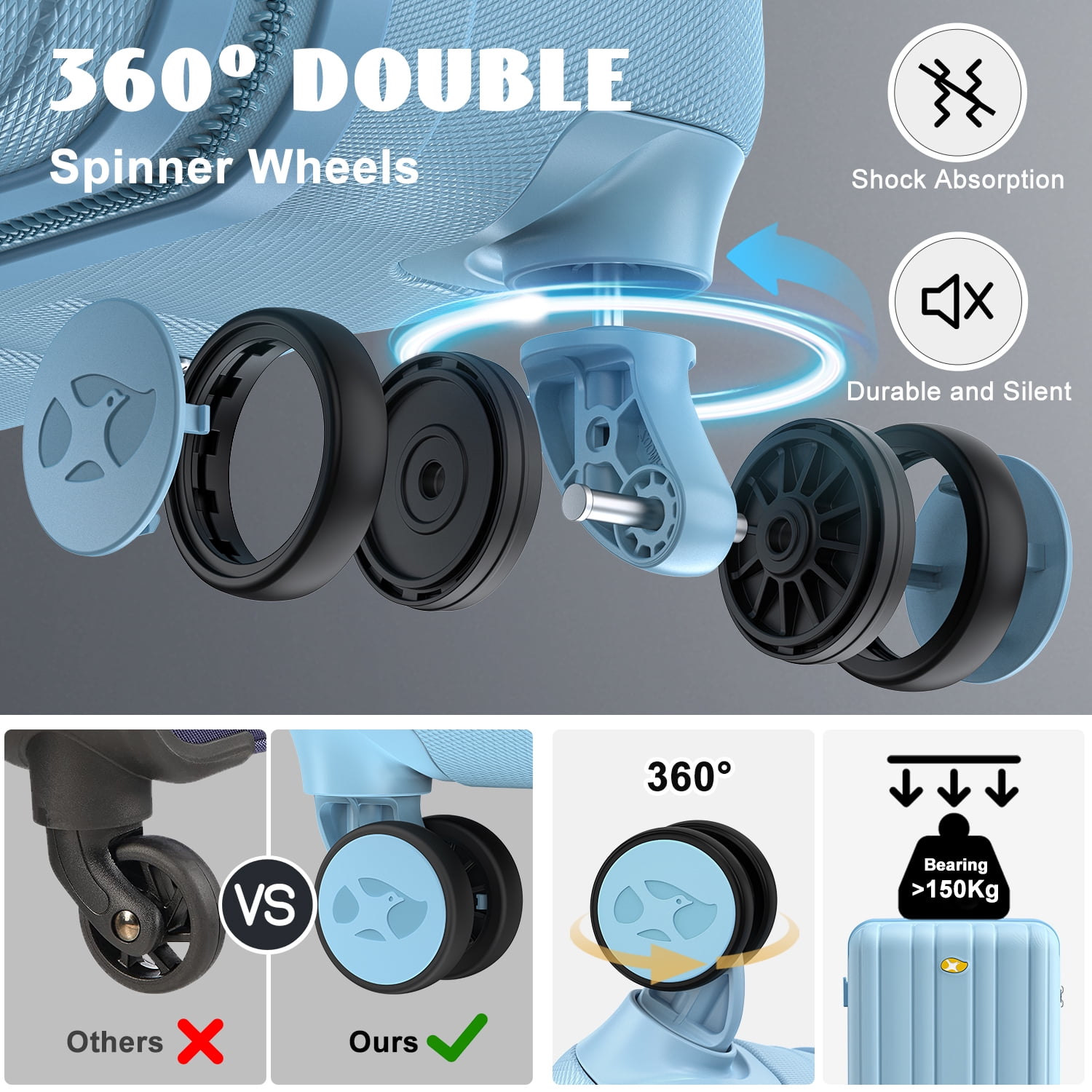 24 Inch Checked Luggage Airline Approved, Frosted Hardside Suitcase with 360° Spinner Wheels & TSA Lock, Hard Shell PC Lightweight Suitcase for Travel with Aluminum Handle