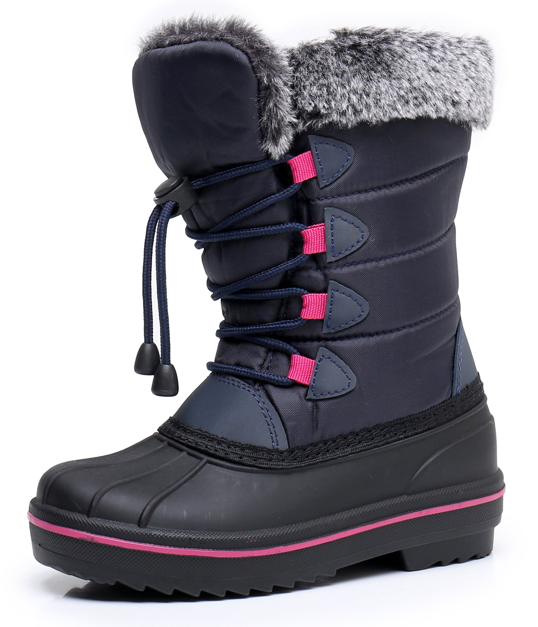 Blikcon Kids Boys & Girls Faux Fur-Lined Waterproof Winter Snow Boots