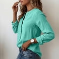 thumbnail image 6 of Cotton Linen Shirts Womens Long Sleeve Blouses Button Down V Neck Shirt Summer Spring Roll-Up Sleeve Tops Trendy Boho Oversized Tee Tshirt Ladies Clothes 2026, 6 of 7