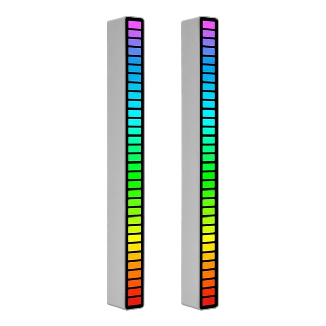 Control de sonido RGB Luces de ritmo 2 PCS 32 LED 18 colores Modo de espectro de audio 5 niveles de Abanopi Silver/2 PCS