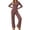 Wine, variant on LEKWK Matching Workout Sets for Women Striped 2 Piece Lounge Set V Neck Long Sleeve Slim Crop Top and Wide Leg Pants Fall Winter Casual Sleepwear