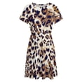 thumbnail image 4 of Animal Print, Leopard Texture Sundress Short Sleeve Dress Summer Women Clothes Dress for Women Dresses, 4 of 7