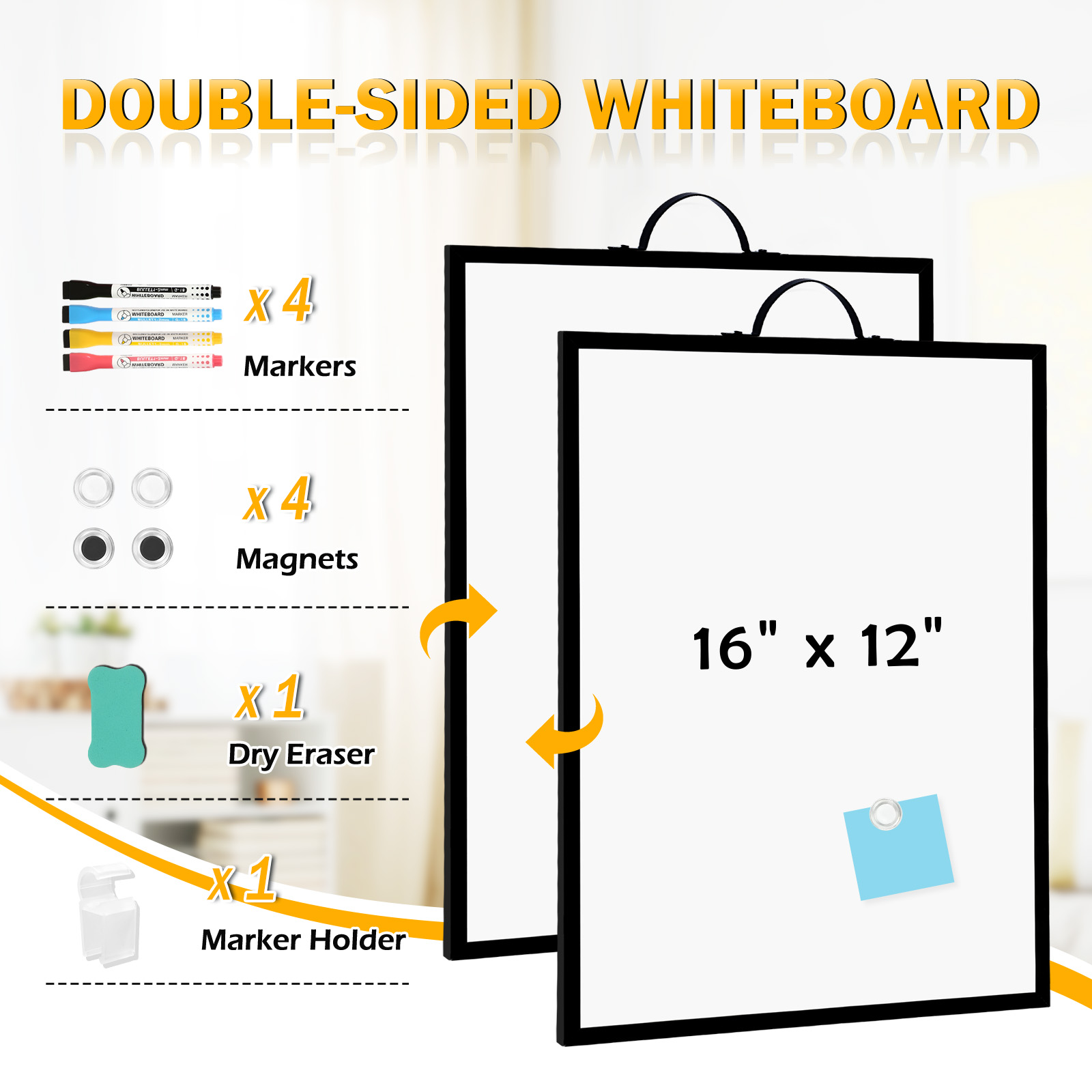 Dollar Boss Double-Sided Dry Erase Whiteboard 16x12 photo 3