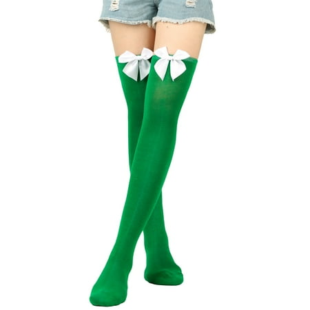 

KmaiSchai Needlepoint Monogrammed Christmas Stockings Womens Long Socks Bowknot Pure Color Socks Thigh High Socks Over The Knee Socks Festival Christmas Mod And Tone Tights