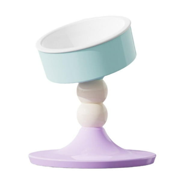 Comedero elevado para gatos, comedero para gatos, protector de cuello, comedero inclinado con dibujos animados para gatos. azul blanco violeta